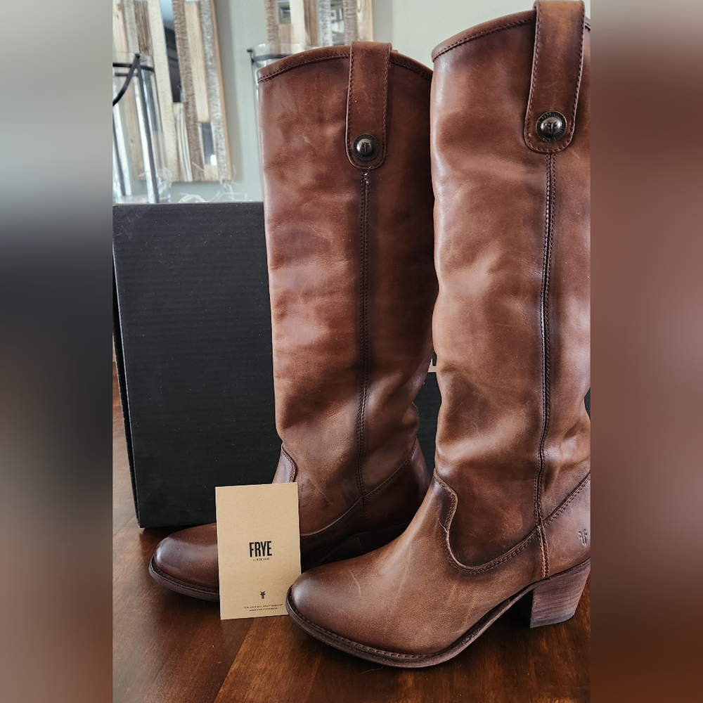 Frye Brown Leather Boots Jackie Button
